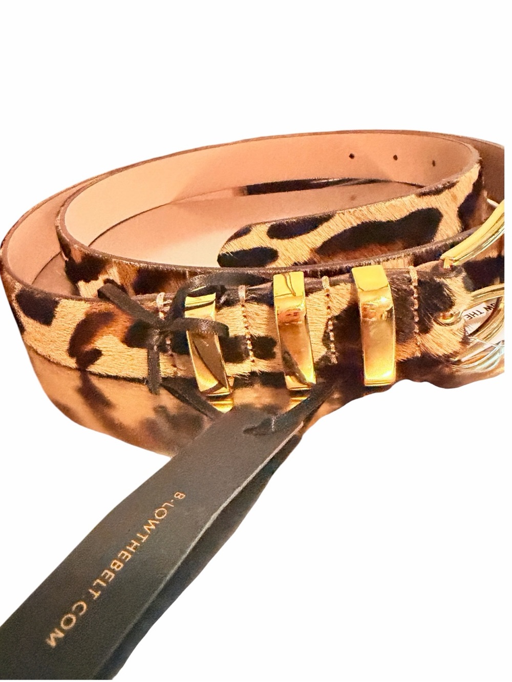 B-Low The Belt Kad Leopard Calf Hair Hip Belt XL NWT Made in Italy Gold Hardware